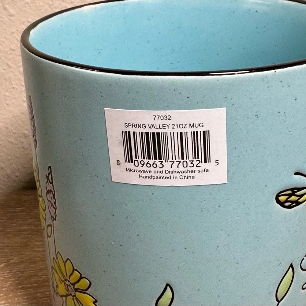 Spectrum Designz Coffee Mug Spring Valley Flowers 21 Oz Turquoise Blue - Picture 7 of 7